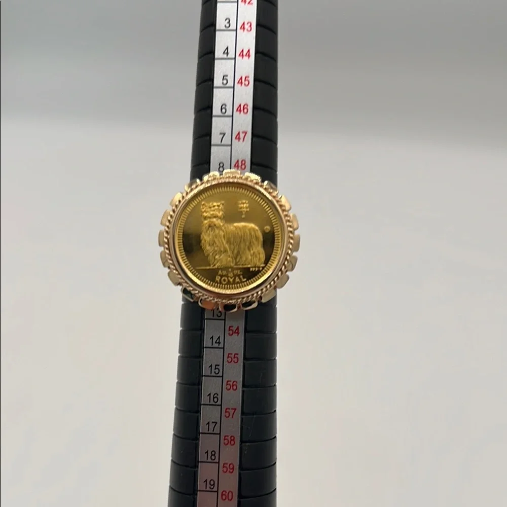 C146 1997 1/10 oz Yorkie .9999 Fine Gold Coin Ring – Set in Solid 14K sz 5.75 - Picture 10 of 12